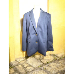 Size 12 Ann Taylor Navy Blue Single Breasted 2 buttons pockets notch lapels
